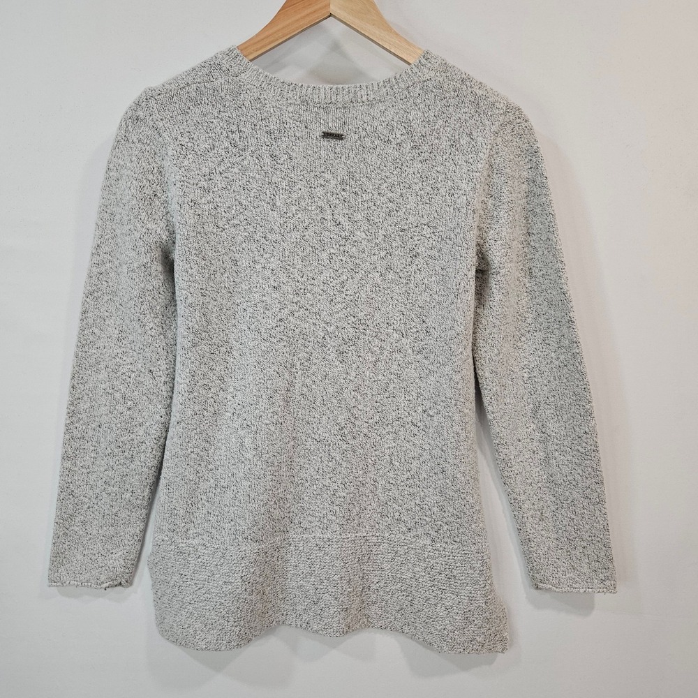 Prana Womens Nolan Gray Cable Knit Long Sleeve Sweater Granola Gorpcore Speckled - Picture 2 of 11